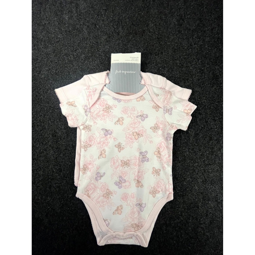 First Impressions Bodysuits Baby Girls 3-6 Months Multicolor Floral Butterfly